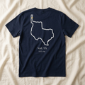 The 1836 Tee - Vail, TX flat lay back